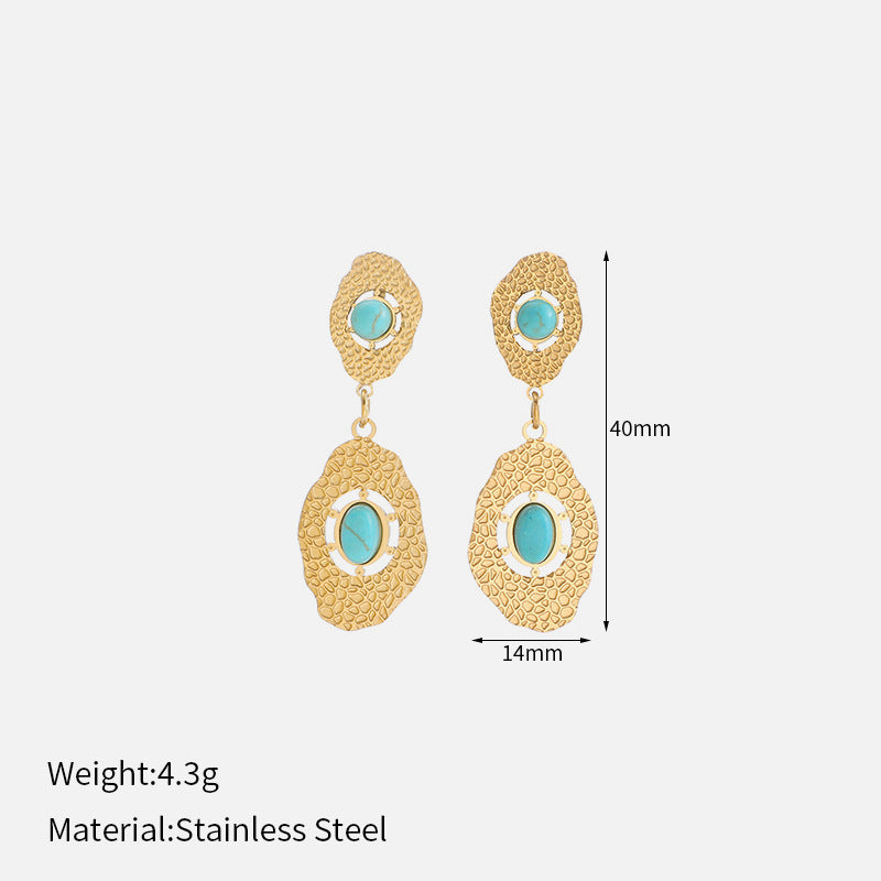 Irregular Knock Pattern Turquoise Stud Earrings