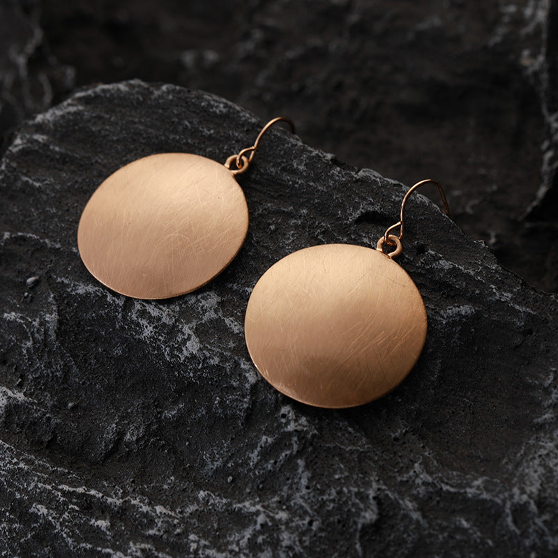 Personality Fashion Brushed Round Geometric Alloy Earrings Fashion Lady Simple Niche