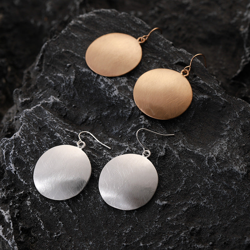Personality Fashion Brushed Round Geometric Alloy Earrings Fashion Lady Simple Niche
