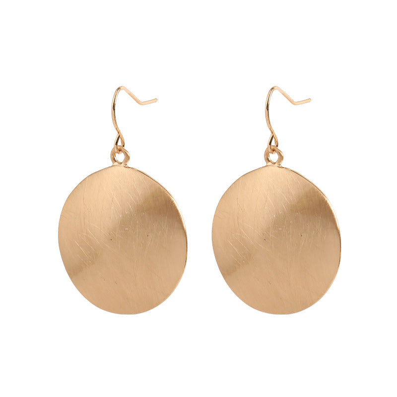 Personality Fashion Brushed Round Geometric Alloy Earrings Fashion Lady Simple Niche