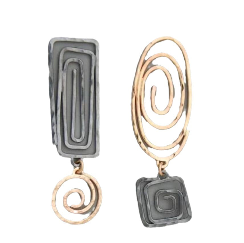 Vintage Bohemian Oval Back Hollow Mosaic Pendant Earrings For Women