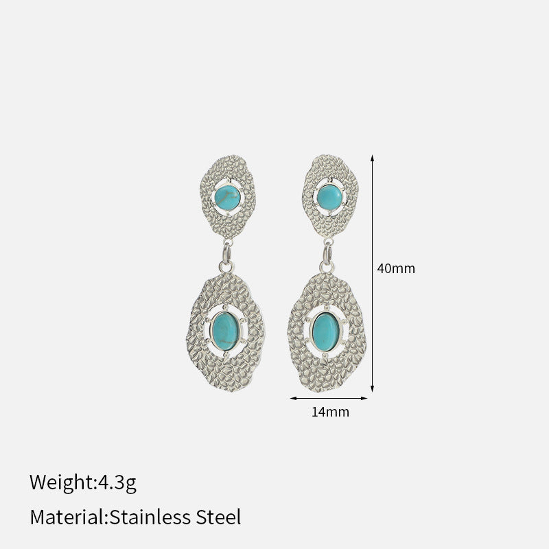 Irregular Knock Pattern Turquoise Stud Earrings
